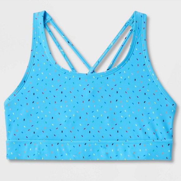 Target Swim Humankind Swim Sports Bra Style Bikini Top Light Blue